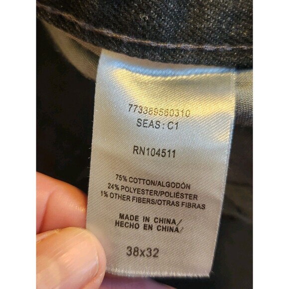 Structure Mens Size 38X32 Black Denim Slim Fit Straight Leg Jeans - Picture 4 of 9